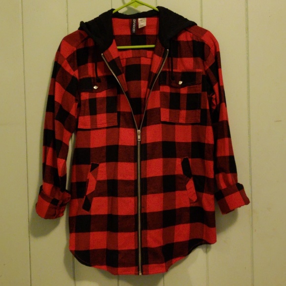 Divided Jackets & Blazers - Plaid Flannel Zip Up Hoodie Jacket